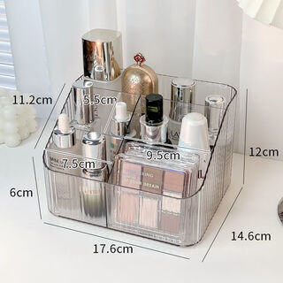 Chentong cosmetics storage box desktop high-end transparent acrylic skin care box brush holder lipstick dressing table storage rack four-compartment makeup box white 1