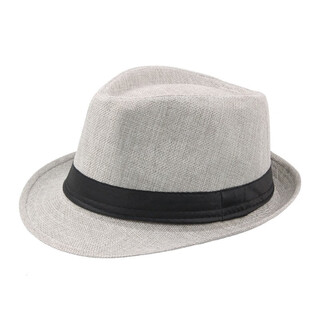 Select letter linen breathable top hat for men and women in summer, versatile middle-aged and elderly british gentleman hat, sun protection visor, outdoor beach hat, cloth belt style - light gray, adult style - m size suitable for head circumference of about 58cm
