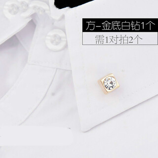 Mengyi simple mini small brooch korean men's shirt collar pin collar button corsage crystal accessories women's suit collar flower jewelry square - gold background white single