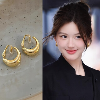 Mansheng gold pigment circle mosquito repellent disc ear clips for women 2025 new hot style light luxury high-quality no piercing earrings niche earrings a pair of gold ear clips