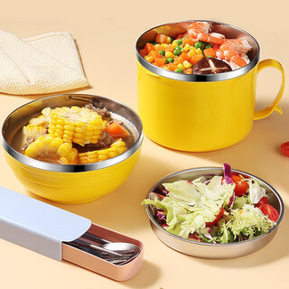 Baijie instant noodle bowl with lid lunch box student lunch box instant noodle bowl soup bowl rice bowl household bowls and chopsticks tableware set multi-layer bowl