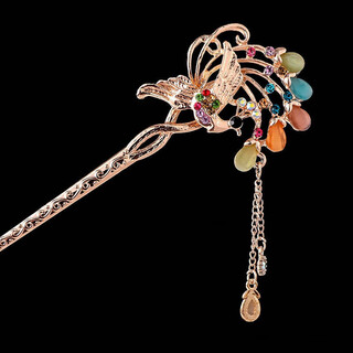 Kalevin hairpin classical hairpin palace retro hairpin ancient style hair accessory diamond tassel step swing bridal hairpin hair accessory cai-phoenix