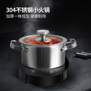 Cairuyi 304 stainless steel single-person small hot pot, one person, one pot, special shabu-shabu pot for induction cooker, self-service hot pot mini 16cm 304 pot type a with lid (weight 750g) 16cm