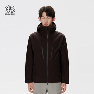 Kolon sport/kolon waterproof jacket men's gtx 2l multifunctional outdoor casual clothing winter hooded jacket lhgj4ank19-dn dark brown m