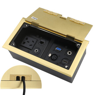 Stage floor microphone network audio multimedia junction box hdmi hidden open floor socket two-position copper model (aluminum alloy panel multimedia)