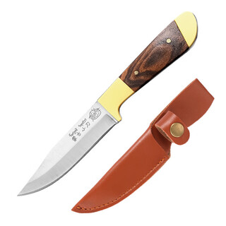 安德纳内蒙古吃肉小刀手把肉吃羊肉水果刀切割肉餐刀锋利高硬度手扒刀具 木纹手把肉小刀【红色】+皮套