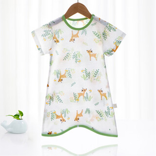 Joyncleon baby short-sleeved pajamas summer thin baby anti-kicking pure cotton pajamas children anti-cold nightgown home clothes forest deer 80cm