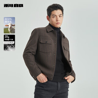 Lilang down woolen coat men's short lapel winter casual men's woolen jacket gray coffee 180/96a