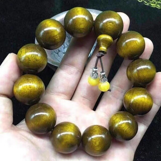 Old material golden nanmu bracelets, dark wood water ripples, buddhist beads bracelets 2.0 for men and women, wax grinding technology, golden nanmu green bottom 2.0*12 pieces
