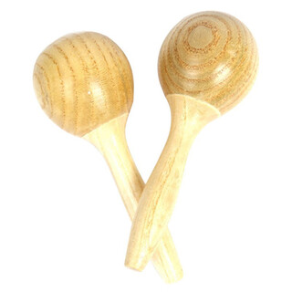 辰之澈幼儿园原木奥尔夫打击乐器套装儿童玩具碰铃响板沙锤手拍鼓双响筒 原木沙锤(一对)