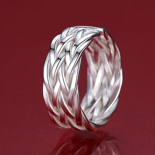 Baiyu yinjia handmade ring 999 solid silver men's ring opening adjustable single index finger ring personality wide domineering trend simple