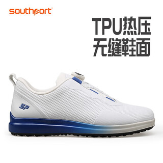 Southport's new golf shoes, men's waterproof sports shoes, breathable and wear-resistant knob shoelaces, non-slip cushioning, white and blue 43