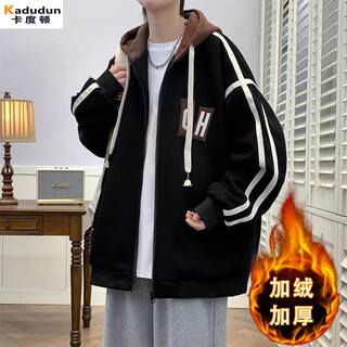 Kaduton autumn and winter youth velvet jacket new thickened boy baseball uniform jacket college style casual student top jk008 black (autumn and winter style) velvet xl (120-135jin jin is equal to about 0.5 kg)