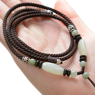 Tang huisser hand-woven jade pendant necklace rope hetian jade jade pendant pendant lanyard jade pendant for men and women