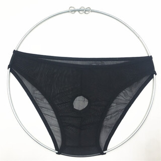 Private shang men's briefs with large elastic loopholes, sexy and tempting transparent underwear, breathable and comfortable hole-in t-pants thong, one size fits all, 170jin, jin is equal to 0.5kg, inside, black