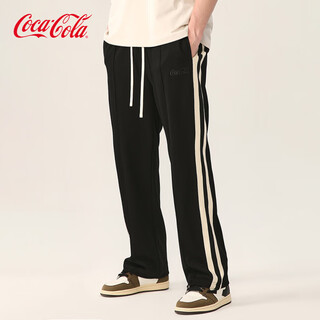 Coca-cola casual pants men's and women's summer striped loose straight sports pants black 2xl (170-190jin jin equals 0.5kg)