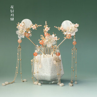 Wanbaozi hanfu headwear, tassels, ancient style hair accessories, ancient hairpins, full set of super fairy costume accessories, hair crown, hair crown + pair of hairpins + ear hooks