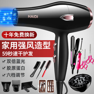 Philips (philips) same style german hair dryer for home high wind hair salon high power 2200w barber shop negative ion hot and cold wind silent german black 18000 wind home with all accessories included
