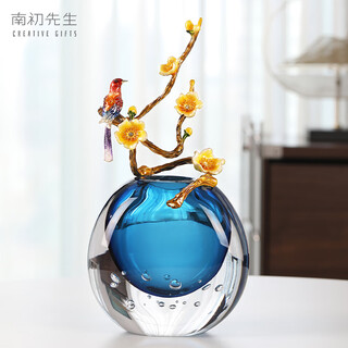 Mr. nan chu's magpie climbing branches enamel glazed vase and flower utensils for living room and office high-end ornaments for moving into a new home as opening gifts enamel magpie climbing branches glazed vase 18.5cm*13cm*35cm
