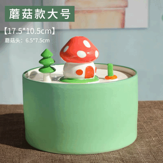 Rafxin's latest ceramic pet cat and dog water fountain, automatic constant temperature, intelligent cycle water feeding, cartoon cat bowl charging, green mushroom water fountain (large size)