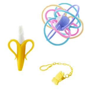 Yoshida hisamori boiled rattle toy baby teether toy manhattan ball hand catch ball baby hand catch ball + banana teether + chain
