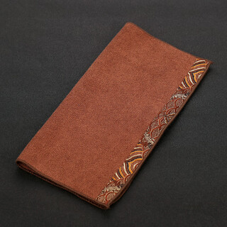 Kangyun embroidered tea towel, cotton and linen, thickened absorbent tea cloth, tea table, tea table rag, kung fu tea special towel, tea table, tea set accessories 05 xiangyun tea towel - brown