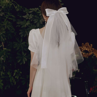 Crystal bridal veil proposal and certificate marriage registration wedding dress headdress bow double-layer mesh wedding photo props