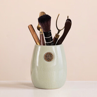 Qixuanyuan ge kiln tea ceremony six gentlemen set home living room tea making kung fu tea set accessories black sandalwood tea clamp cup fork tea needle ru kiln wenfu tea ceremony cylinder (type b) + buddha's hand five-piece set