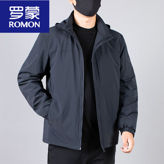 Romon autumn and winter lightweight cotton clothes men's warm padded jackets fat men's large size cotton clothes plus fat extra large loose two-cotton jacket navy 3xl recommended 140-150jin jin equals 0.5kg select