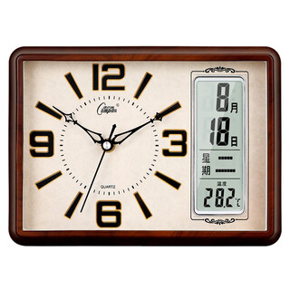 Combas desk clock living room simple desk clock creative quartz clock fashion perpetual calendar clock modern calendar temperature bedside clock 3001 calendar imitation wood color