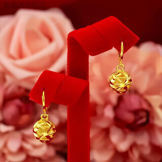 Putino 24.k gold earrings transfer bead earrings earrings earrings earrings pure gold 999 gold ins retro circles 18.k women's transfer bead earrings pair gift box gift bag 2.7g