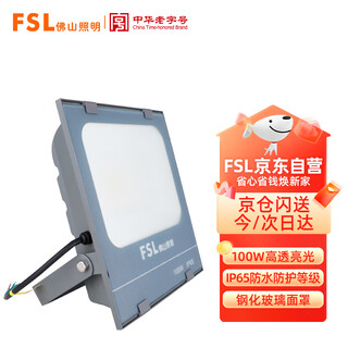 Fsl foshan lighting led floodlight led outdoor courtyard street light outdoor waterproof high-power engineering billboard projection light warehouse lighting floodlight 100w white light (6500k)