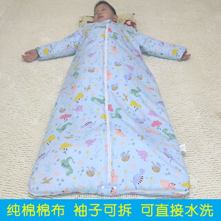 Heshengzhong big children's sleeping bag children's pure cotton spring, summer, autumn and winter four-season baby anti-kicking quilt for primary school students 3-6 years old 6-12 years old cotton model blue dinosaur 145cm autumn and winter thickened room temperature 5~15 degrees