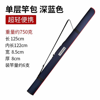 Longbaolai fishing rod bag 1.25m single layer ultra-light portable fishing rod bag hard shell large capacity waterproof fishing bag lightweight fishing gear bag dark blue