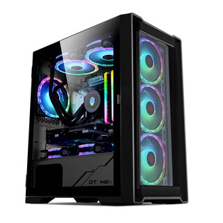 Wanjia juechen player 30 series long graphics card game office dustproof computer case shell tempered glass side transparent m-atx motherboard 240 water-cooled main chassis juechen shadow black glass panel