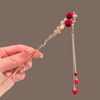 Chuxiang (chuxiang) chinese classical new style ancient style hairpin hanfu headdress plate hairpin rose flower hair accessories tassel hairpin rose hairpin a24-210