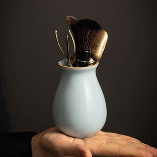 Porcelain brand tea set (cipaiming teaset) tianqing ru kiln six gentlemen tea ceremony complete kung fu tea set accessories ice crack ceramic tea art tea clips and teaspoon set tianqing ru kiln <tea ceremony six gentlemen>