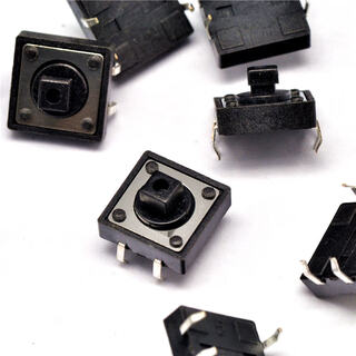 Taotimeclub 12*12*7.3mm tact switch, vertical 4-pin, shrapnel/black square head, 20 pieces