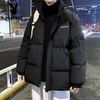 Playboy (playboy) down jacket men's 2025 autumn and winter new jacket design niche couple bread jackets thickened and warm trendy black m 80-110 jin jin equals 0.5 kg can be worn