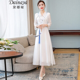 Dainaya cheongsam women's 2025 spring and summer new chinese style women's chinese style daily improved retro hanfu dress 2877 white 2xl