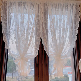 Frangomu lace white gauze princess style pastoral curtain curtain without punching velcro curtain door curtain partition bay window bedroom shielding 1.5 meters high one piece 0.75 meters wide wavy edges on both sides/velcro processing
