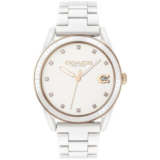 Coach women's watch quartz movement waterproof casual fashion exquisite versatile white ceramic bracelet watch 36mm white one size