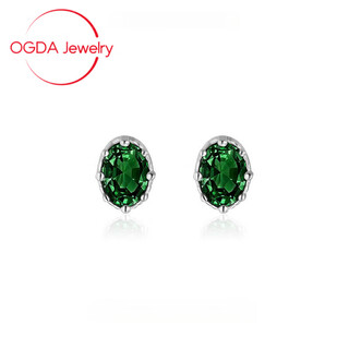 Dl 1998 fat donglai quality emerald gemstone earrings 999 silver diamond earrings women's light luxury 2023 new style emerald earrings 999 silver