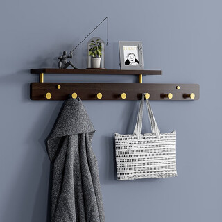Good comrades (haozhanyou) good comrades wall storage rack solid wood partition wall coat rack door hook wall rack paint-free board/black walnut-seven hooks 70*10*10.5cm