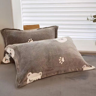 Flangemo winter velvet pillowcase single 48cmx74cm coral milk crystal flannel plush pillowcase pair goodnight bear pair snowflake velvet pillowcase/48cmx74cm