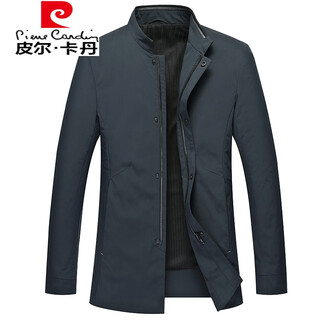 Pierre cardin easy to wear jacket spring and autumn new middle-aged men stand collar jacket business casual jacket zipper 6629207 blue l 175