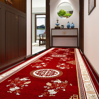 Double happiness european-style corridor carpet entry door home entrance can be cut to cover the entire floor absorbent non-slip aisle carpet splendid red 100 wide how many meters do you need to take a few pieces