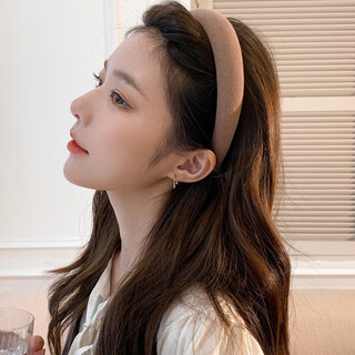 Jiuweiya high skull wide-brimmed sponge hairband women's french broken hair organizer face wash pressure hairband hairpin korean headwear fg# light coffee color