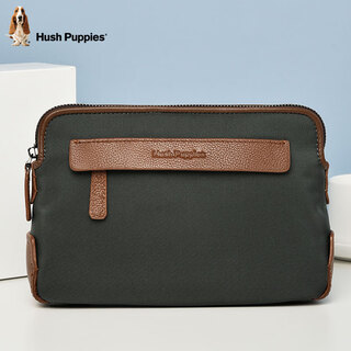 Hush puppies men's handbag casual canvas clutch large capacity double layer personalized trendy fashion clutch men's bag large officially authorized counterfeit 100% double zipper