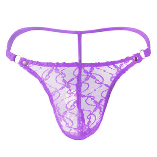 Ye zimei men's sexy underwear red lace transparent men's u-convex sexy thong t-pants 4014 light purple one size